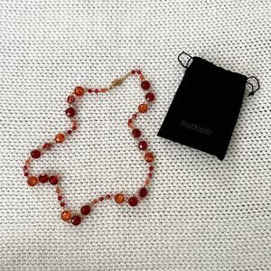 Joan Rivers Red Shades Faceted Round Gold Accent Lucite Necklace 38” Statement